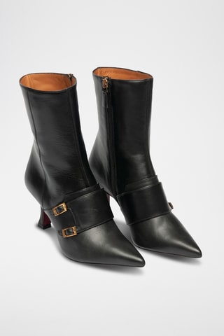 Bottines montantes en cuir - Noir