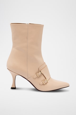Bottines montantes en cuir - Beige