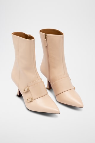 Bottines montantes en cuir - Beige