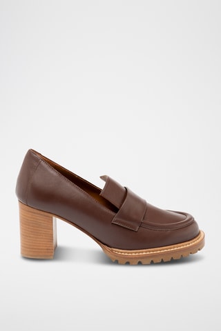 Mocassins à talons  en cuir - Marron