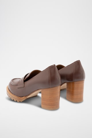 Mocassins à talons  en cuir - Marron