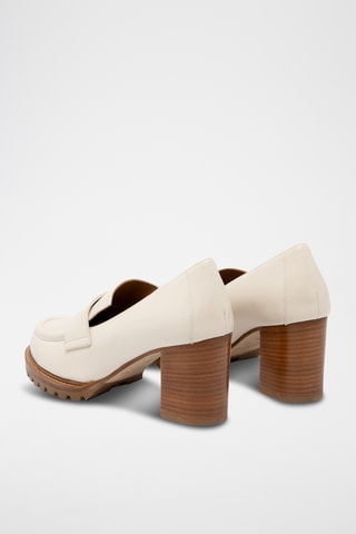 Mocassins à talons  en cuir - Beige