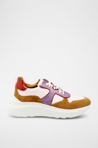 Sneakers plateformes en cuir - Marron