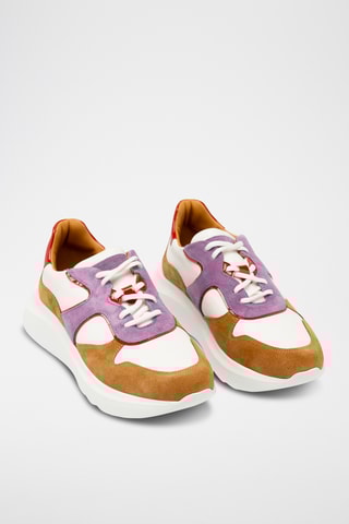 Sneakers plateformes en cuir - Marron