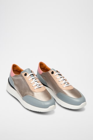 Sneakers en cuir - Gris et rose