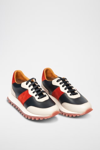 Sneakers en cuir - Noir et rouge