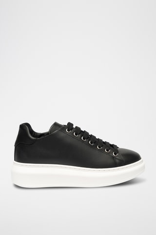 Sneakers plateformes en cuir - Noir