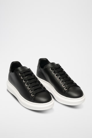 Sneakers plateformes en cuir - Noir