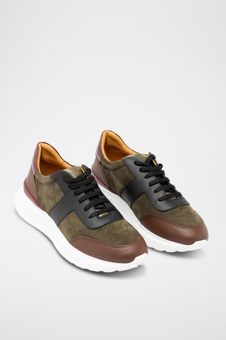 Sneakers plateformes en cuir - Vert
