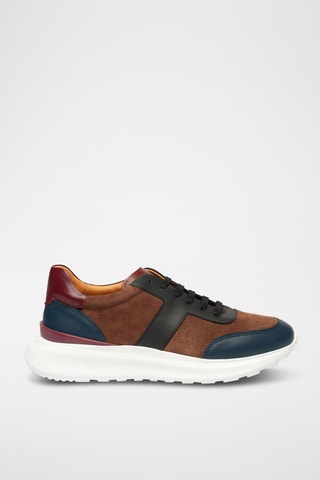 Sneakers plateformes en cuir - Marron et bleu marine