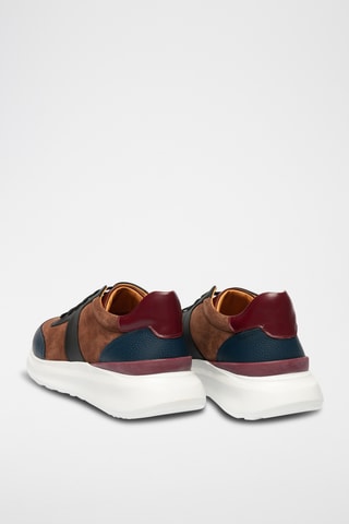 Sneakers plateformes en cuir - Marron et bleu marine