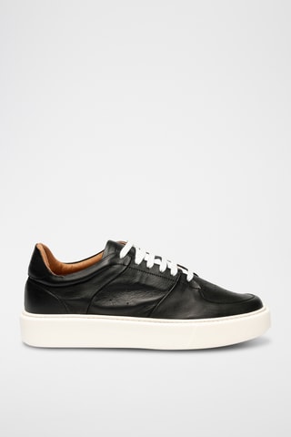 Sneakers plateformes en cuir - Noir