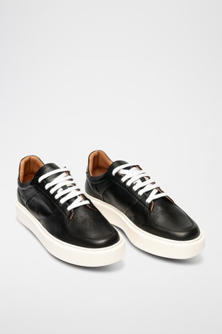 Sneakers plateformes en cuir - Noir