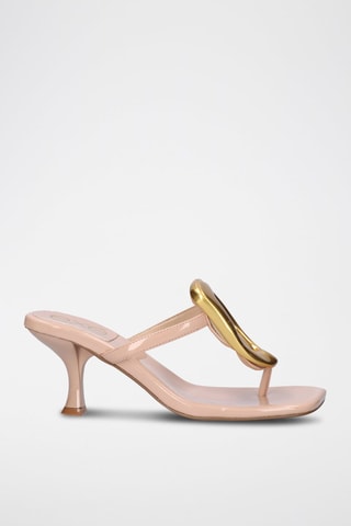 Mules à talons vernies Sissy - Nude