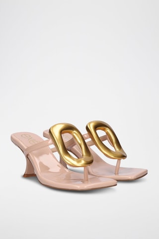 Mules à talons vernies Sissy - Nude