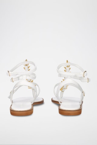 Spartiates en cuir Irene - Blanc et doré