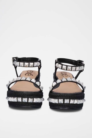 Sandales compensées en cuir - Noir