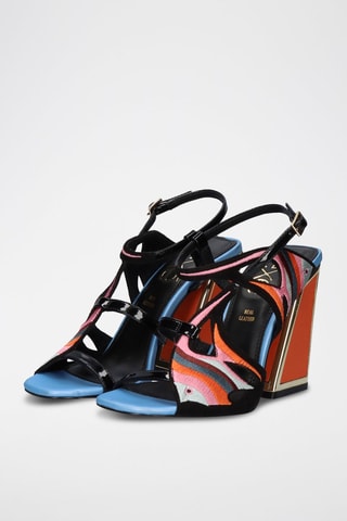 Sandales à talons - Noir et rose