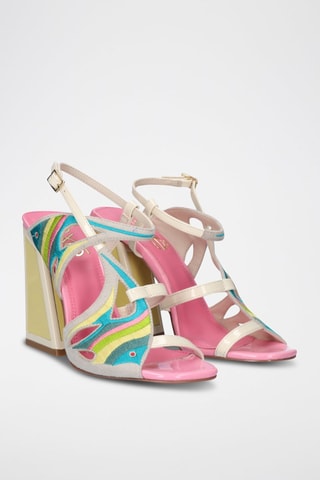 Sandales à talons - Rose et jaune