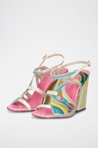 Sandales à talons - Rose et jaune