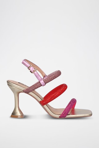 Sandales à talons - Rouge et fuchsia