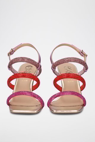 Sandales à talons - Rouge et fuchsia