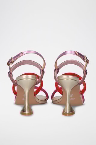 Sandales à talons - Rouge et fuchsia