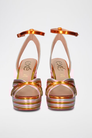 Sandales à talons - Orange et argenté