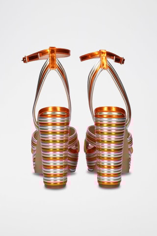 Sandales à talons - Orange et argenté