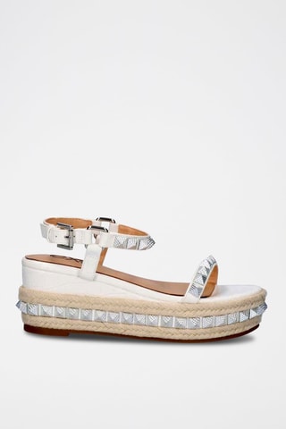 Sandales compensées en cuir - Blanc