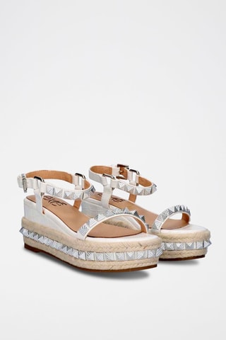 Sandales compensées en cuir - Blanc