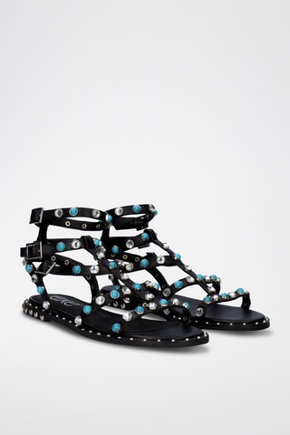 Spartiates en cuir - Noir