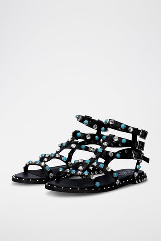 Spartiates en cuir - Noir