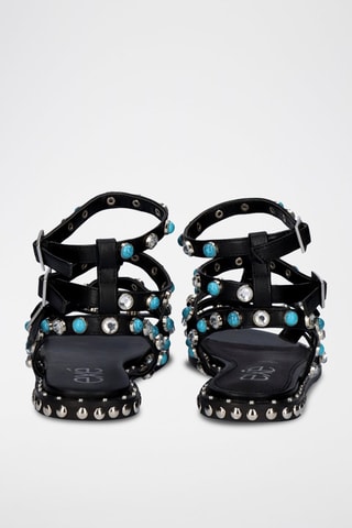Spartiates en cuir - Noir