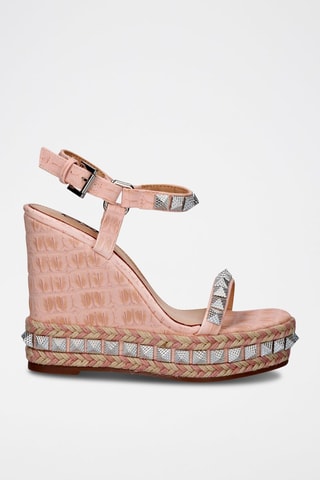 Sandales compensées en cuir - Nude