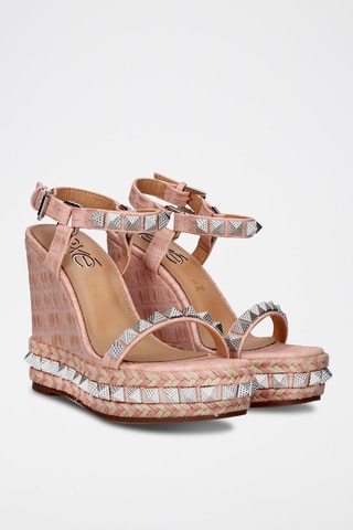 Sandales compensées en cuir - Nude