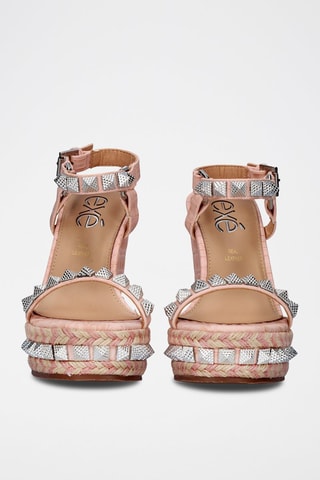 Sandales compensées en cuir - Nude