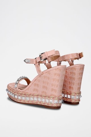Sandales compensées en cuir - Nude