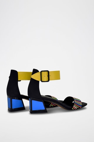 Sandales à talons - Bleu et jaune