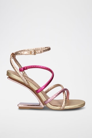 Sandales à talons - Fuchsia et doré
