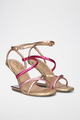 Sandales à talons - Fuchsia et doré