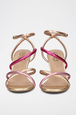 Sandales à talons - Fuchsia et doré
