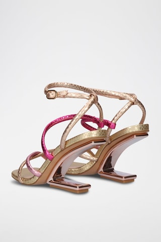 Sandales à talons - Fuchsia et doré