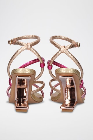 Sandales à talons - Fuchsia et doré