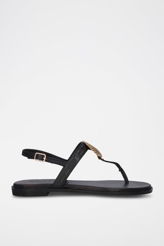 Sandales en cuir Loris - Noir et doré