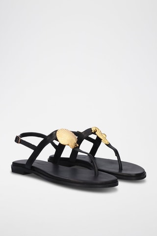 Sandales en cuir Loris - Noir et doré