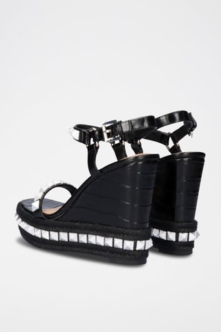 Sandales compensées en cuir - Noir