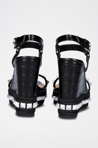 Sandales compensées en cuir - Noir