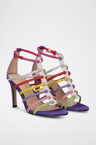 Sandales à talons - Blanc et fuchsia