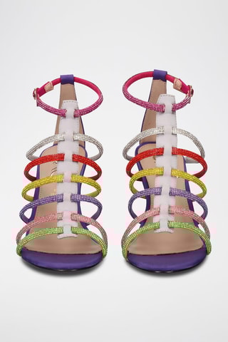 Sandales à talons - Blanc et fuchsia